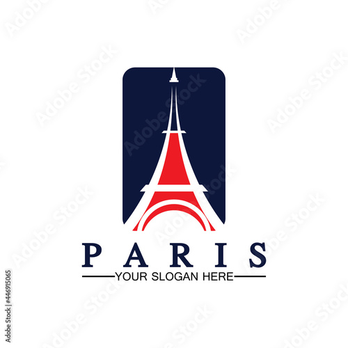 Paris and Eiffel tower logo vector icon  illustrator design template