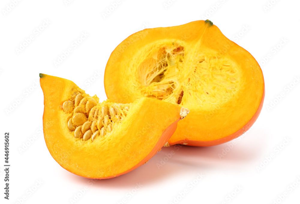 pumpkin and slice on white background.