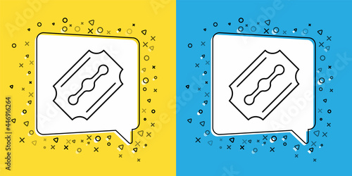 Set line Blade razor icon isolated on yellow and blue background. Vector
