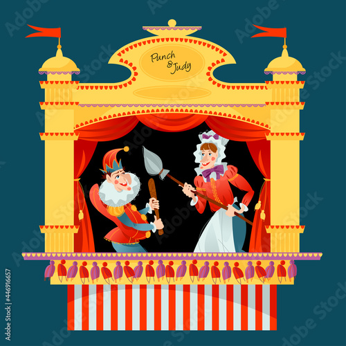 Traditional puppet show featuring Mr. Punch and his wife Judy. photo