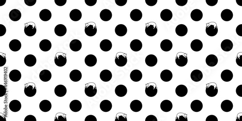 cat seamless pattern kitten polka dot vector footprint paw pet Christmas scarf isolated cartoon repeat wallpaper tile background illustration design