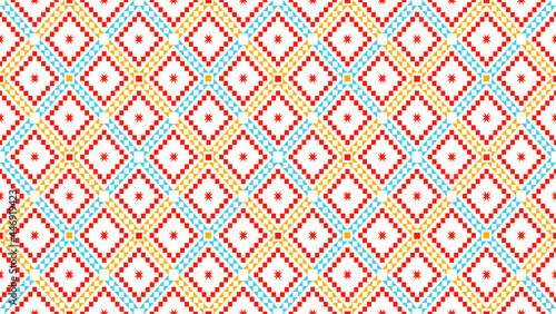 Geometric ethnic oriental seamless pattern traditional Design for background,carpet,wallpaper.clothing,wrapping,Batik fabric,Vector illustration.embroidery style - Sadu, sadou, sadow or sado