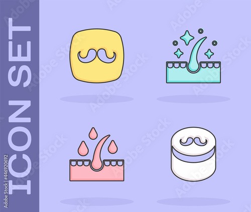 Set Gel or wax for hair styling, Barbershop, Oil care treatment and icon. Vector