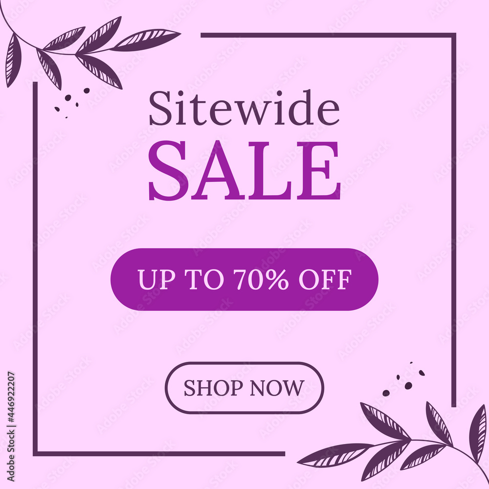 Sitewide Sale Banner for Social Media Lilac and Purple Colors