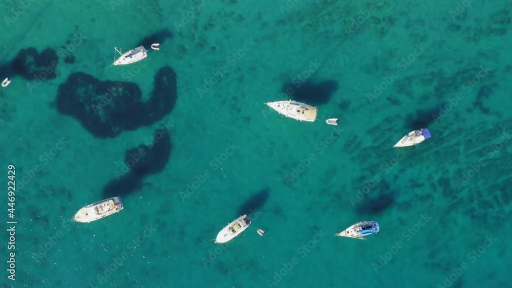 Aerial view of the yachts and sailing boats near Ist island, the Adriatic Sea in Croatia Aerial view of the yachts and sailing boats near Ist island, the Adriatic Sea in Croatia