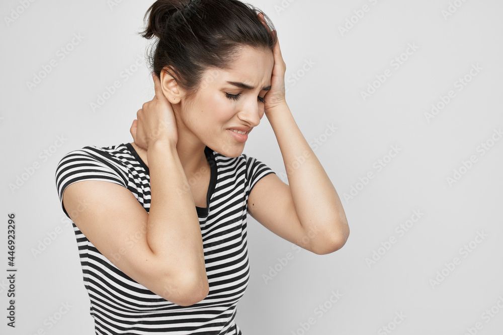 disgruntled woman holding on to whom health problems migraine disgruntled woman holding on to whom health problems migraine