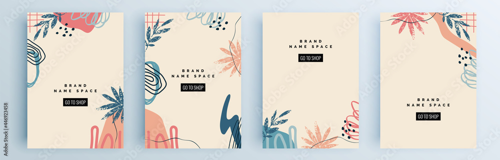 Obraz Modern abstract covers set, minimal covers design. Colorful geometric background, vector illustration.