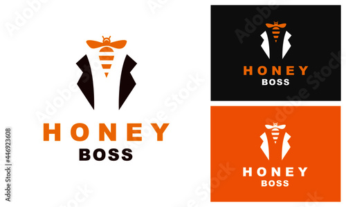 Honey Boss Logo Design Template With Bee.