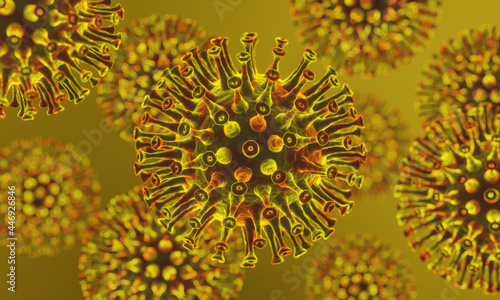 Fototapeta Naklejka Na Ścianę i Meble -  3D Virus mutation. Microscopic Covid-19 pandemic.