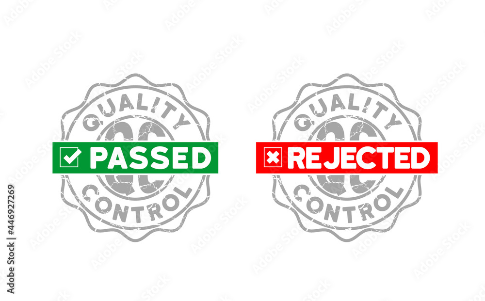 Vecteur Stock quality control passed or rejected badge icon set vector