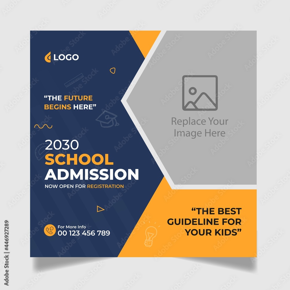 School Admission Social Media Post Design, Back to School Social Media ...