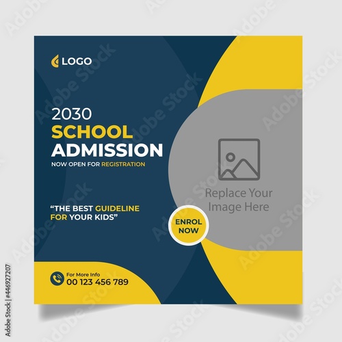 School Admission Social Media Post Design, Back to School Social Media Post Template