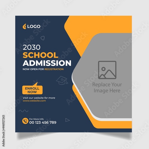 School Admission Social Media Post Design, Back to School Social Media Post Template