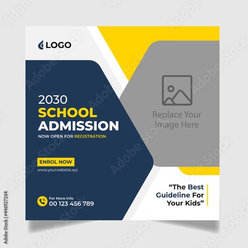 School Admission Social Media Post Design, Back to School Social Media Post Template