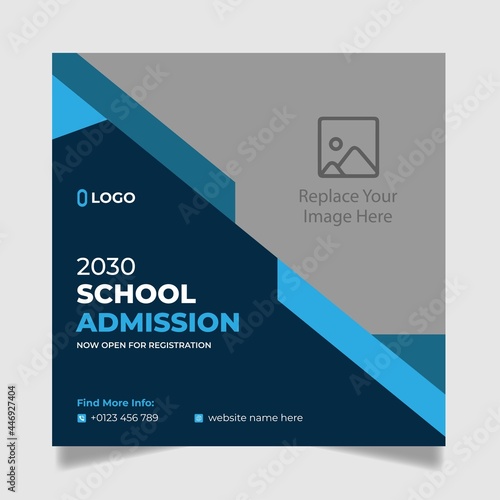 School Admission Social Media Post Design, Back to School Social Media Post Template