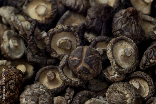 heap of dried shiitske mushrooms