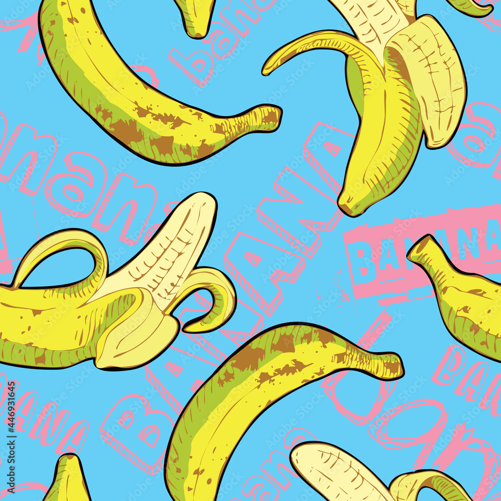 vector image of seamless textures with bananas for packaging and paper napkins