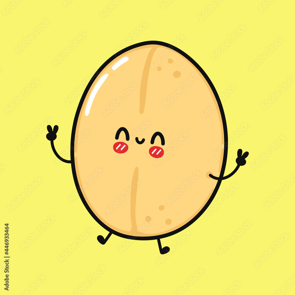 Cute funny oats character. Vector hand drawn cartoon kawaii character illustration icon. Isolated on yellow background. Oats character concept Cute funny oats character. Vector hand drawn cartoon kawaii character illustration icon. Isolated on yellow background. Oats character concept