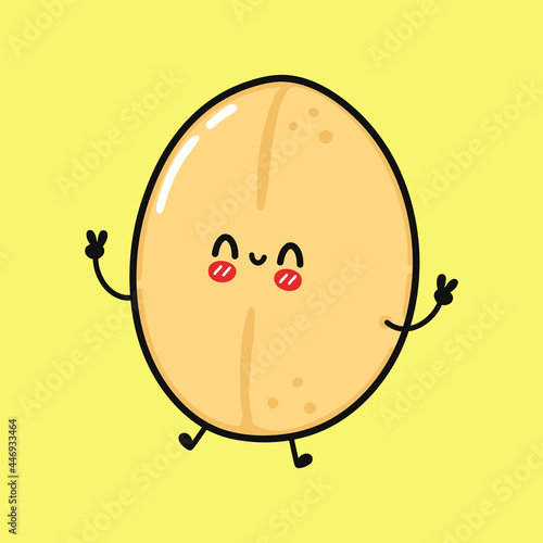 Cute funny oats character. Vector hand drawn cartoon kawaii character illustration icon. Isolated on yellow background. Oats character concept