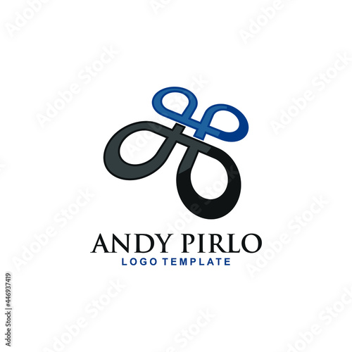 Letter A and P with loop shape logo Design. Mosaic and motif icon. AP logotype Vector Illustration.