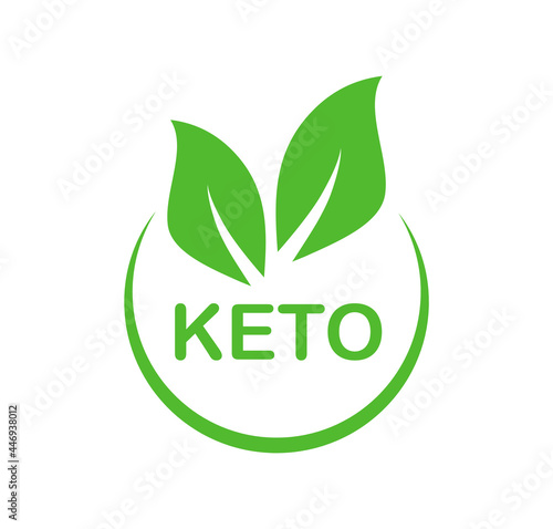 Keto icon. Ketogenic diet logo. Keto Diet badge. Green emblem for use in the food industries. Vector illustration.