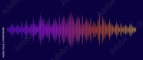 Abstract sound wave. Modern digital equalizer. Radio wave. Volume level symbols. Music frequency. Sound vibration spectrum for music app. Vector illustration.