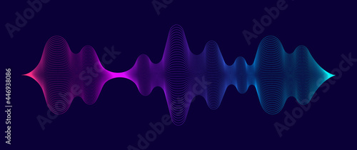 Abstract sound wave. Modern digital equalizer. Radio wave. Volume level symbols. Music frequency. Sound vibration spectrum for music app. Vector illustration.