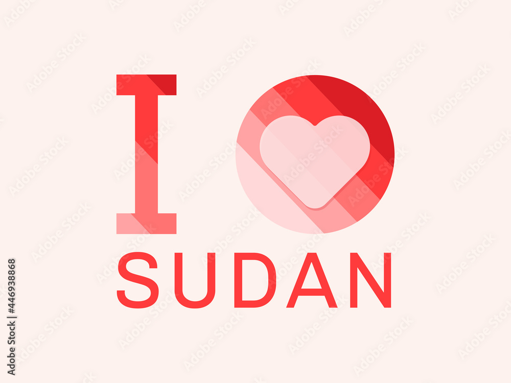 I Love Sudan with heart shape Vector