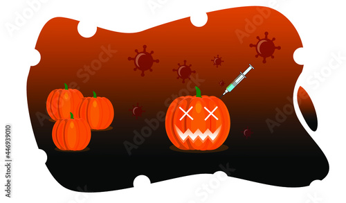 pumpkin injected with vaccine to avoid virus at halloween event