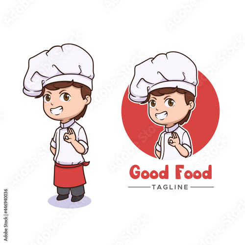Cute chef mascot logo design