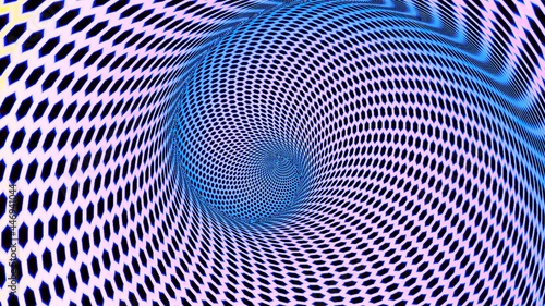 Abstract hypnotic pink and blue spiral tunnel