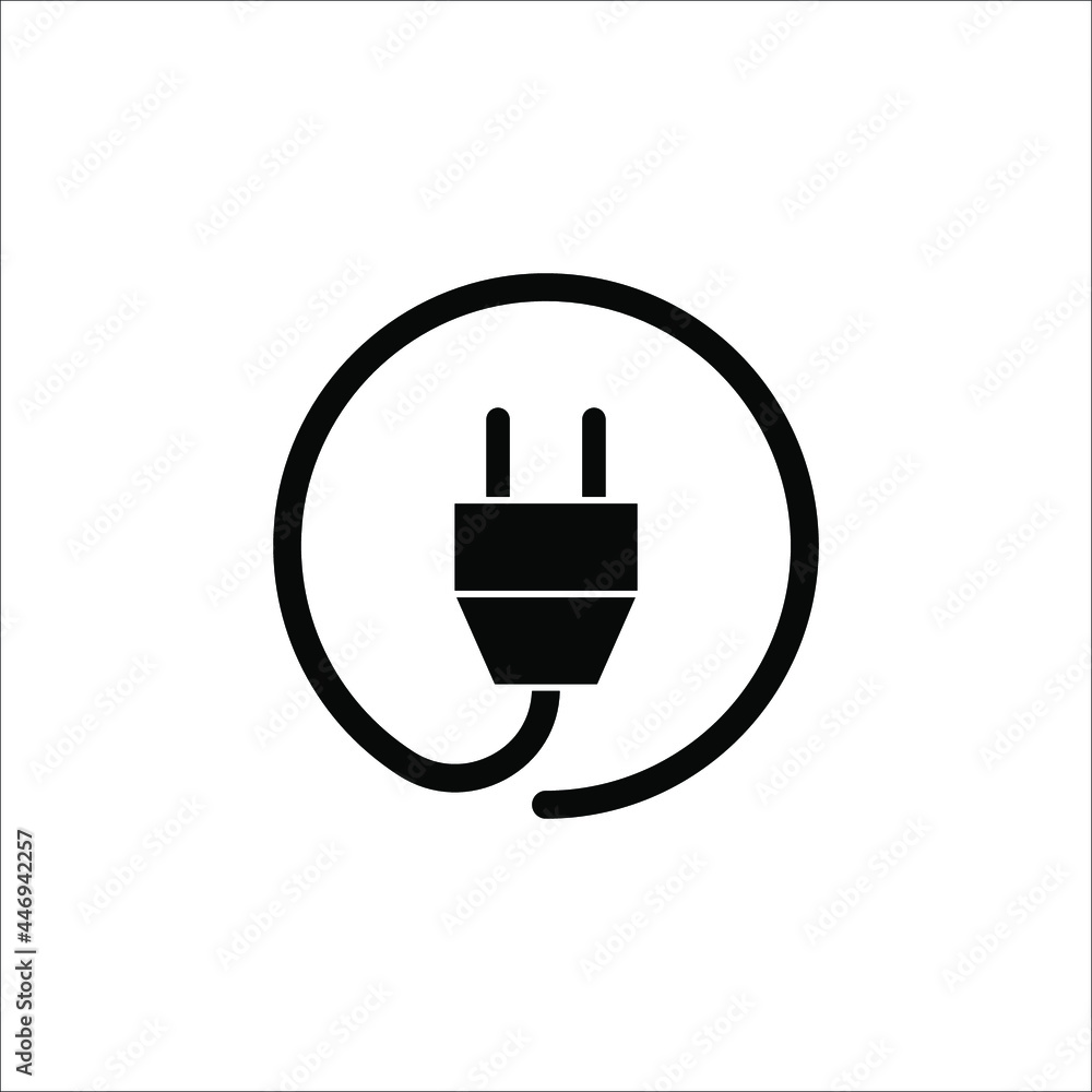 Plug-in, electrical vector icon Plug electric cable wire icon isolated on white background. sign symbol vector illustration Plug-in, electrical vector icon Plug electric cable wire icon isolated on white background. sign symbol vector illustration