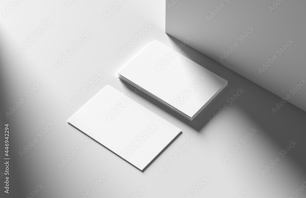Realistic business card mock up isolated on white background. 3D illustration.