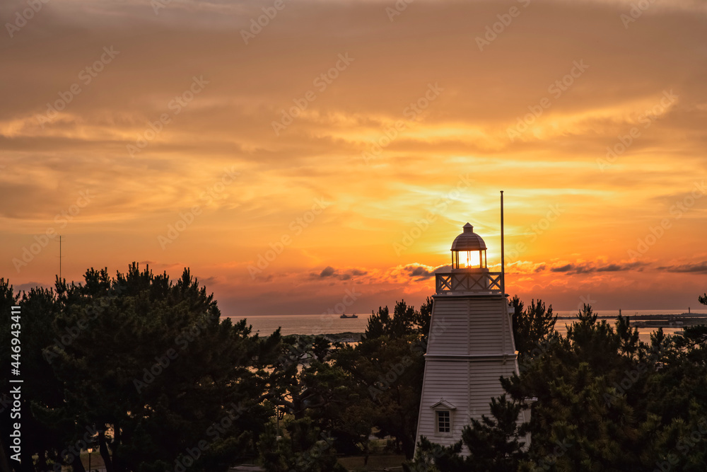 Sunset at Hiyoriyama Park in Sakata city, Yamagata, Japan
