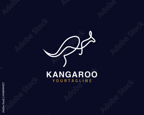 Cool one line kangaroo logo design and unique animal concept, can be used as a sign, app Icon or symbol, multi-layer vector and easy to modify, size and color, compatible with all illustrator version © CHERRADI NABIL MOUHS