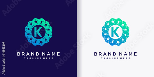 Abstract business logo design technology initial letter k with creative concept
