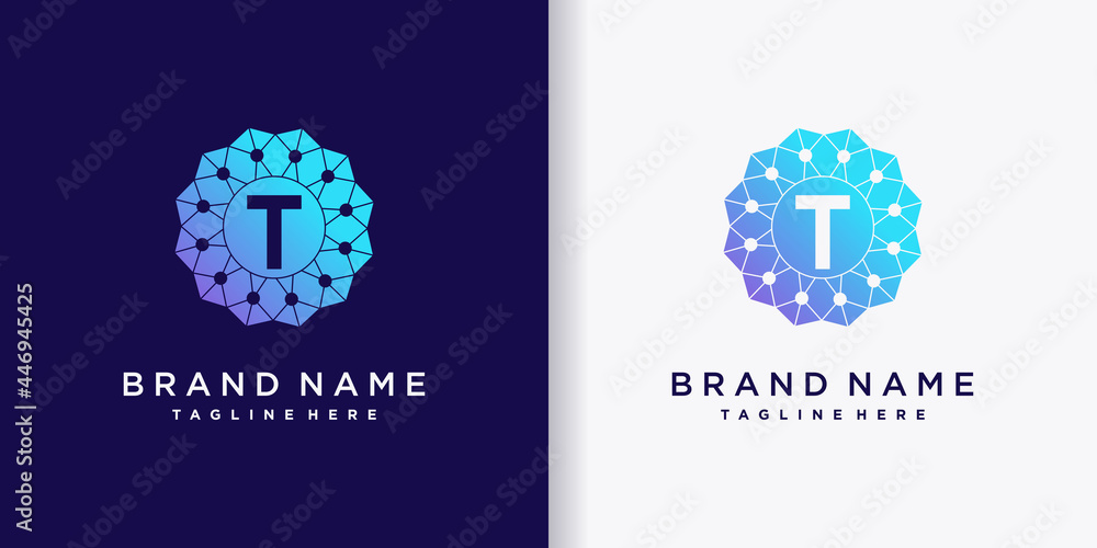 Creative business logo design technology initial letter t with modern concept - obrazy, fototapety, plakaty 