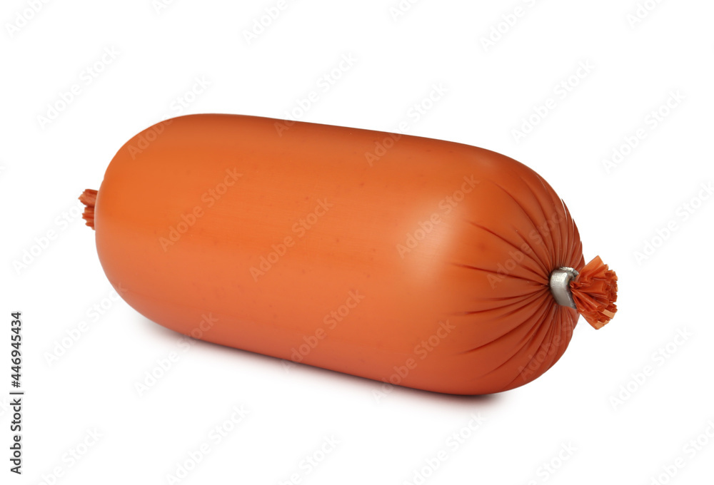 Tasty whole boiled sausage isolated on white