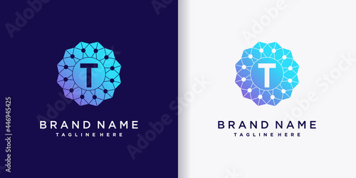 Creative business logo design technology initial letter t with modern concept