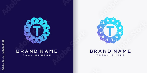 Abstract business logo design technology initial letter t with creative concept
