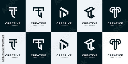 Set Creative Monogram Letter Logo Design Template