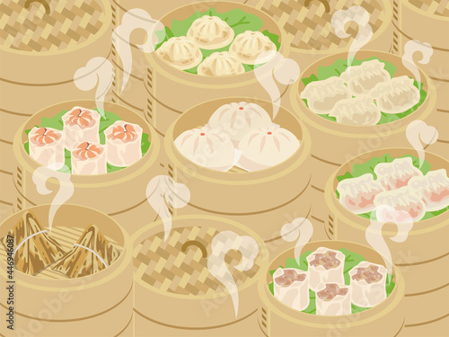 点心と飲茶のベクターイラスト素材
