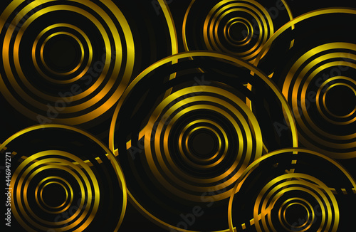 abstract gold circles shapes on background. geometric shapes. vector illustration