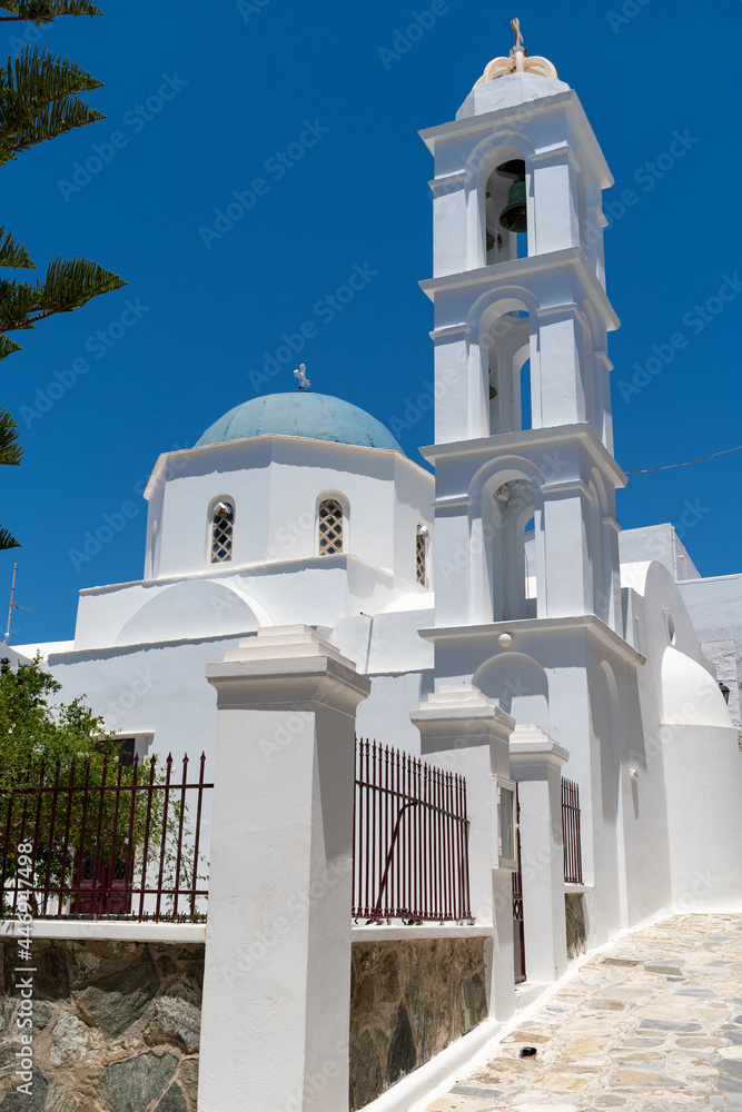 Traditional church in Tinos town near the port