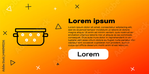 Line Kitchen colander icon isolated on yellow background. Cooking utensil. Cutlery sign. Colorful outline concept. Vector