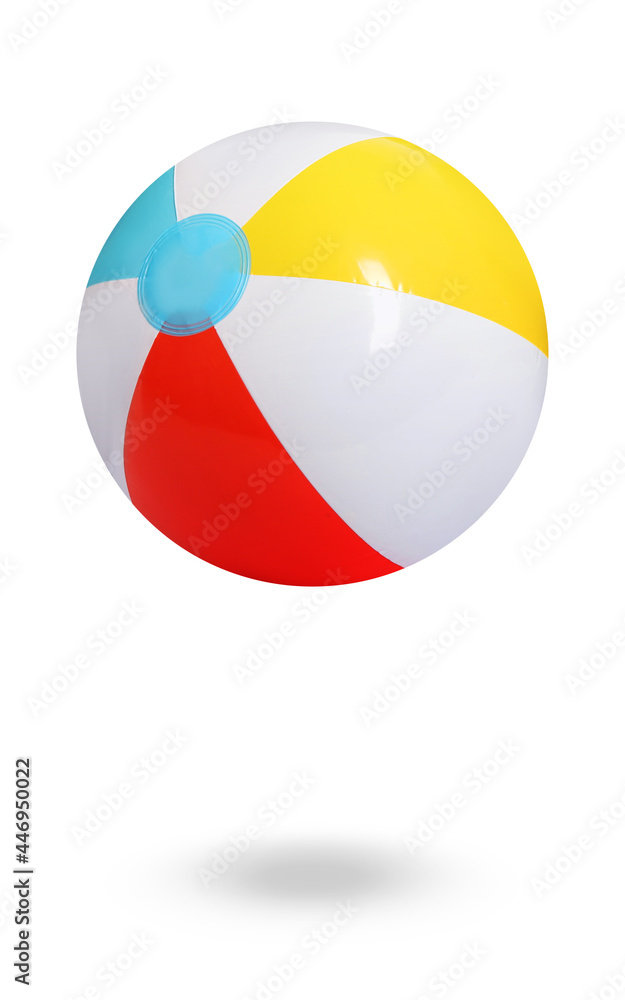 Inflatable colorful beach ball on white background Inflatable colorful beach ball on white background