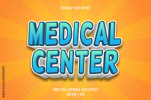 Medical center editable text effect 3 dimension emboss cartoon style