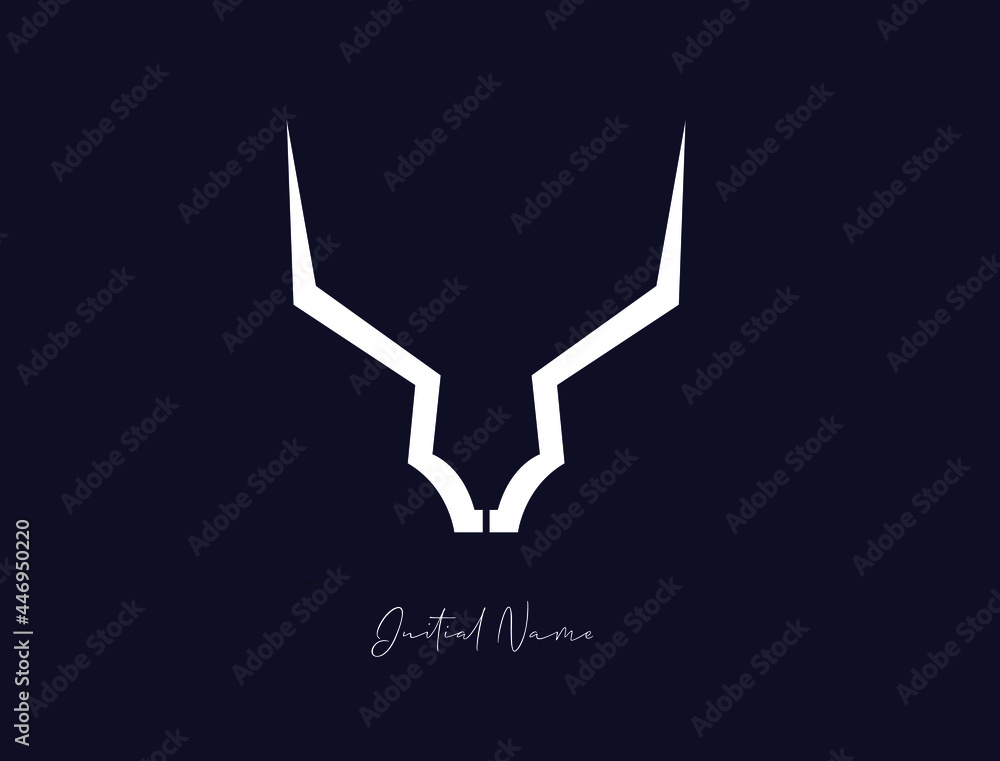 Stylish and elegant golden bull/cow image/logo with dark blue background signature logo for company name or initial 