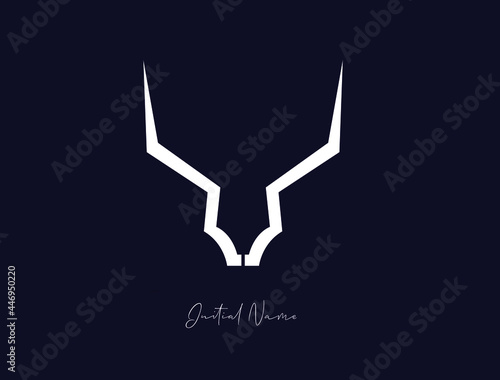 Stylish and elegant golden bull/cow image/logo with dark blue background signature logo for company name or initial 