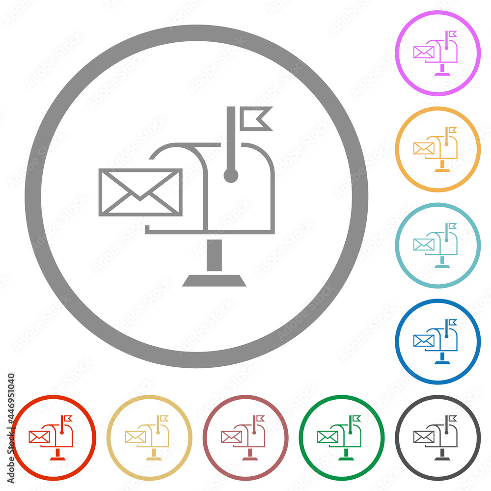 Mail received outline flat icons with outlines Mail received outline flat icons with outlines